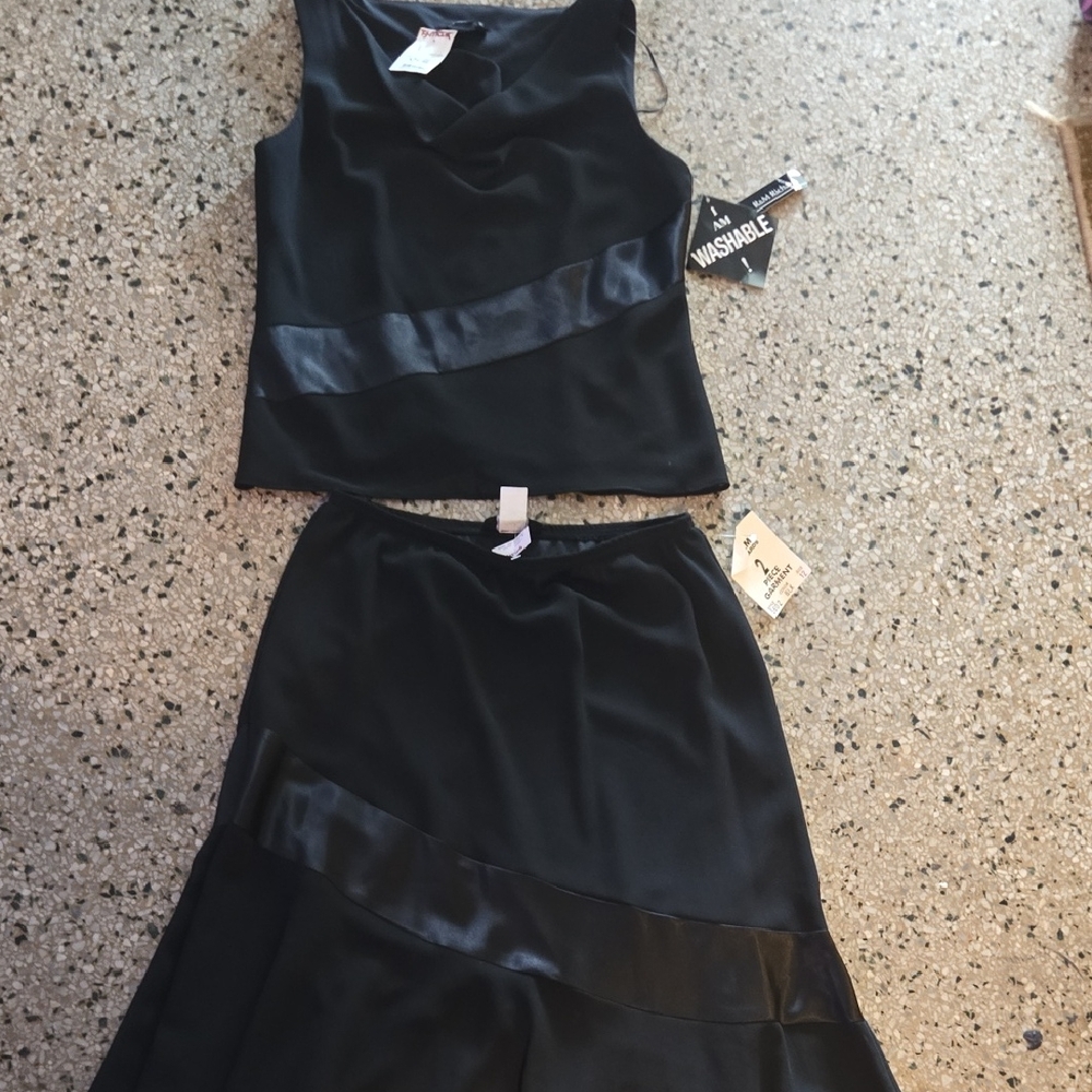 Black Satin Two-Piece Set